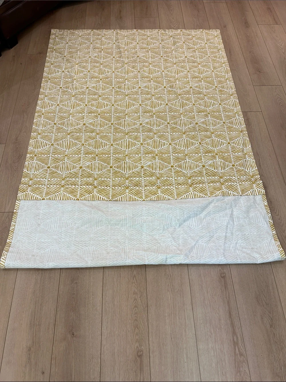 Boho Heni Goldenrod Yellow on Natural Curtains 50 by 88 inches